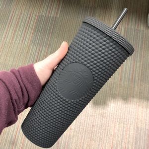 Matte black studded Starbucks tumbler
